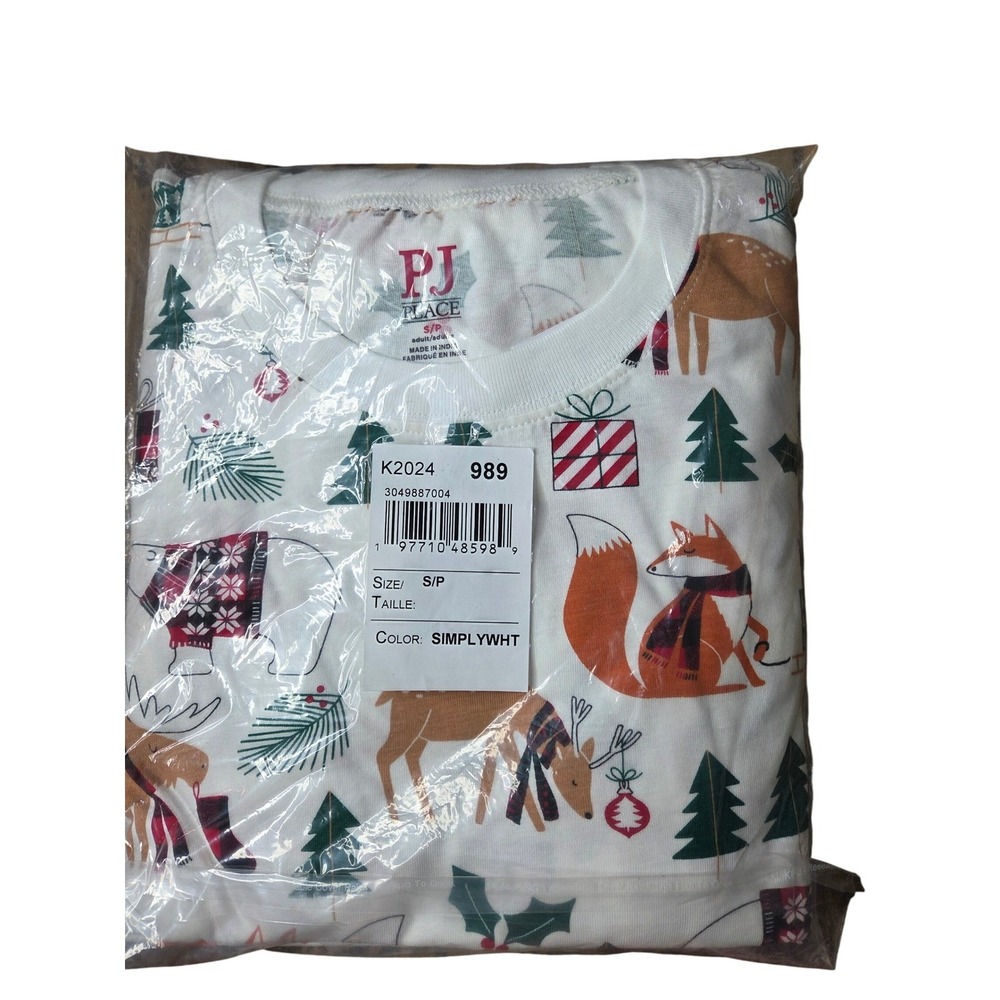 The PJs Place Adult S/P Pajamas Set Winter Animals Trees Fox Deer Polar Bear